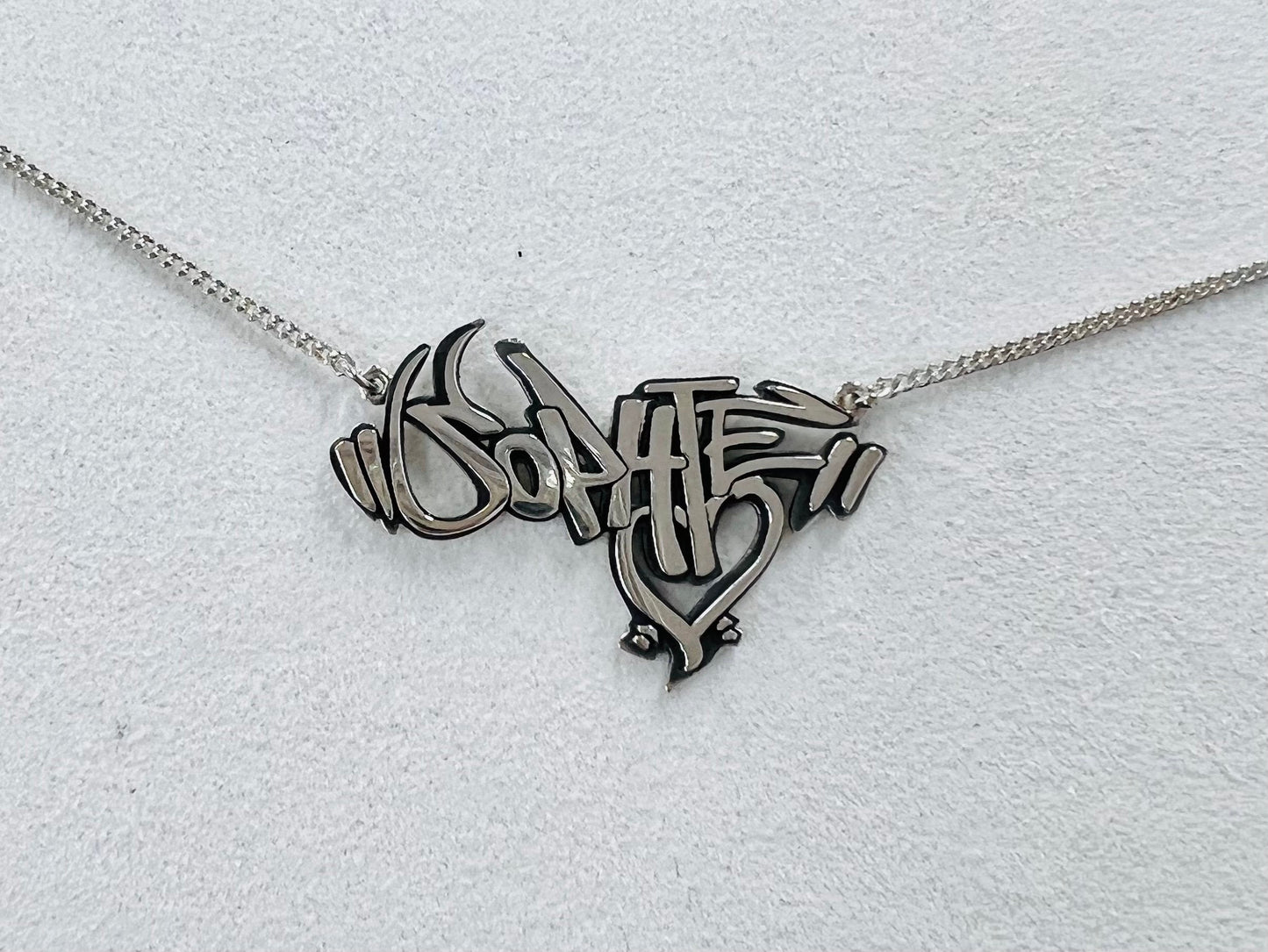 Custom Graffiti Word Plate Necklace