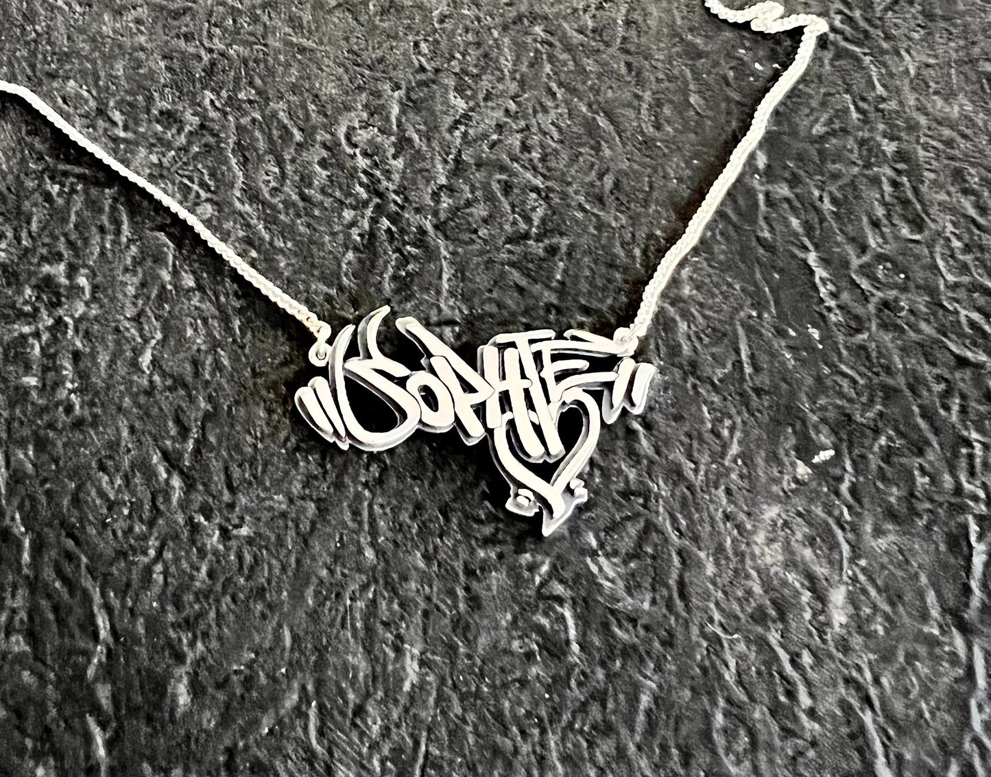 Custom Graffiti Word Plate Necklace