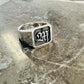 Square Top Initial Gothic Letter Signet Ring