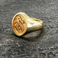 Oval Top Signet Ring With Gothic Letter