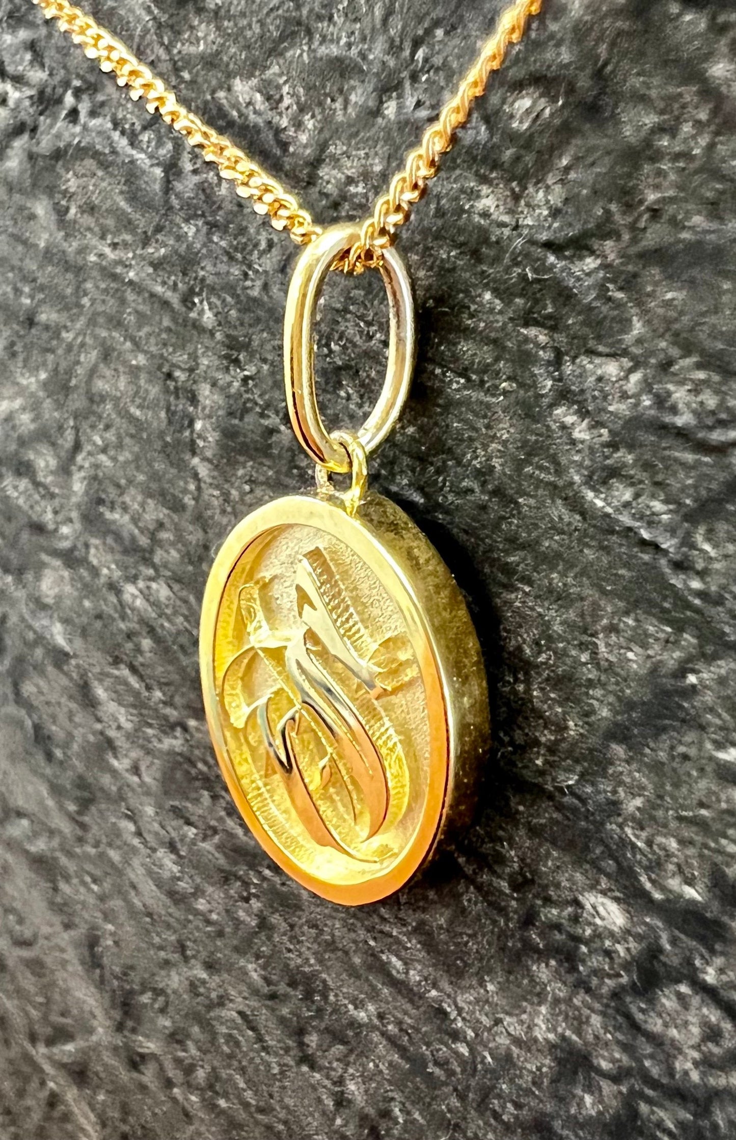 Oval Gothic Letter Pendant