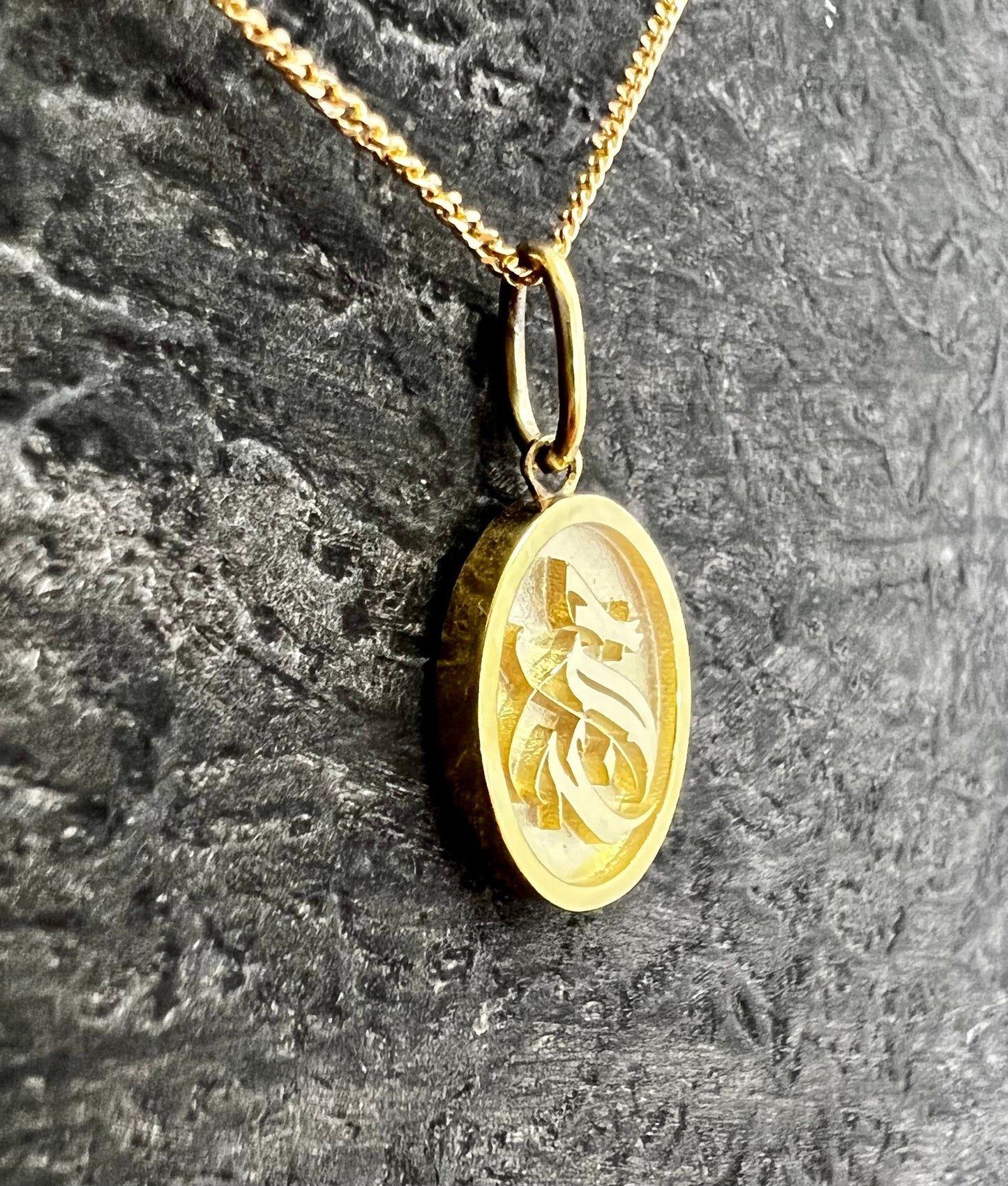Oval Gothic Letter Pendant