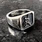 Square Top Initial Gothic Letter Signet Ring