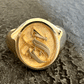 Oval Top Signet Ring With Gothic Letter